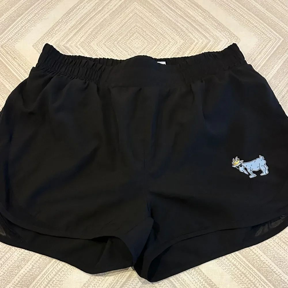 GOAT USA Black Women's Athletic Shorts with Blue Logo Size S